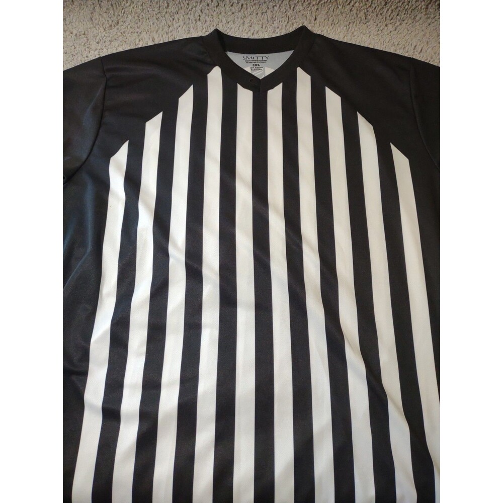 Smitty Body Flex Black & White Striped Referee Shirt 3XL V-Neck Usa
